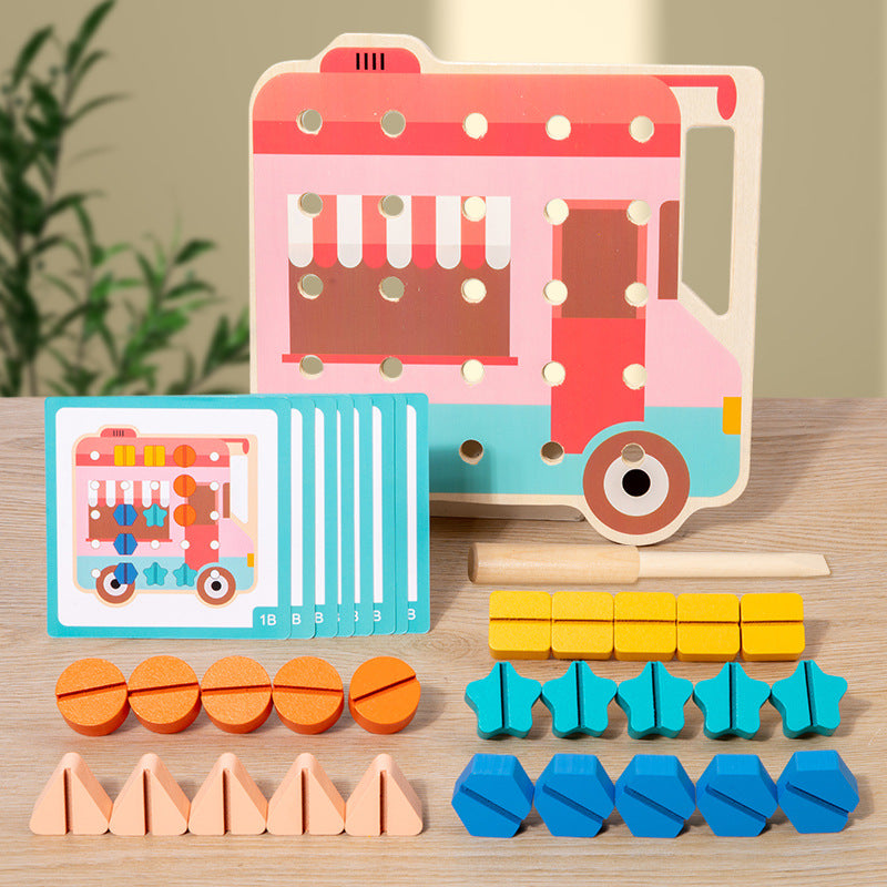 Bärenplatte mit Montessori Farbenschauben für kleine Handwerker