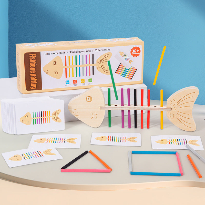 Farben Sortierspiel für Kinder im Montessori Fischgräten Design