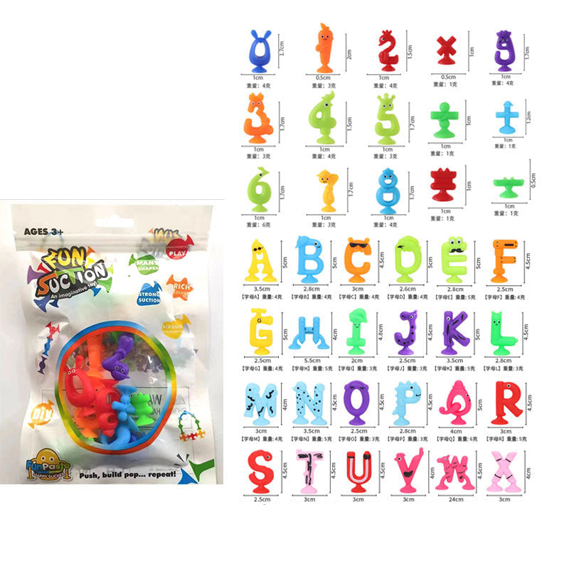 Lernspielzeug mit Saugnäpfen für Buchstaben und Zahlen