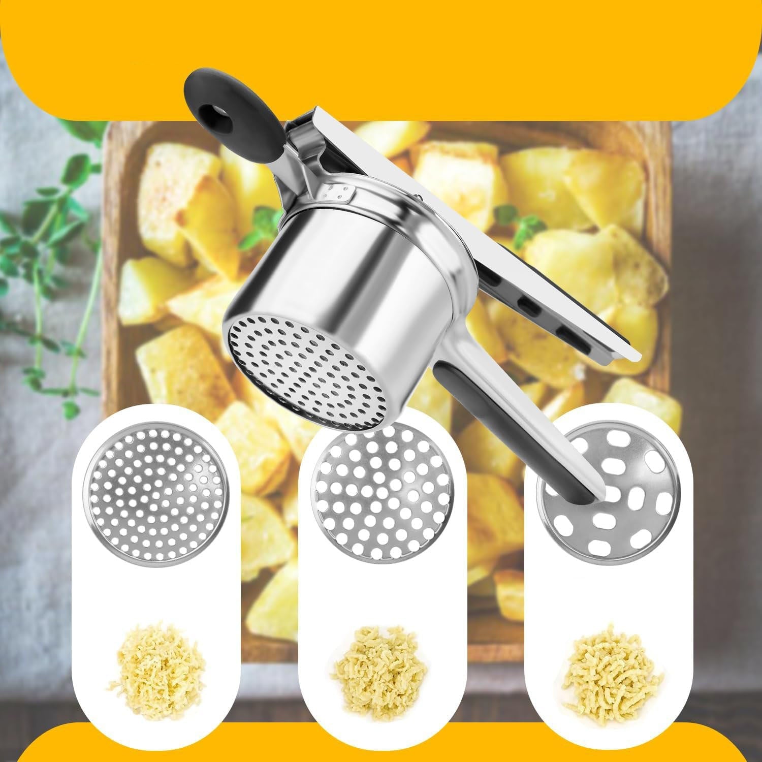 Küchenmeister – Robuste Edelstahl Kartoffelpresse für Püree-Liebhaber