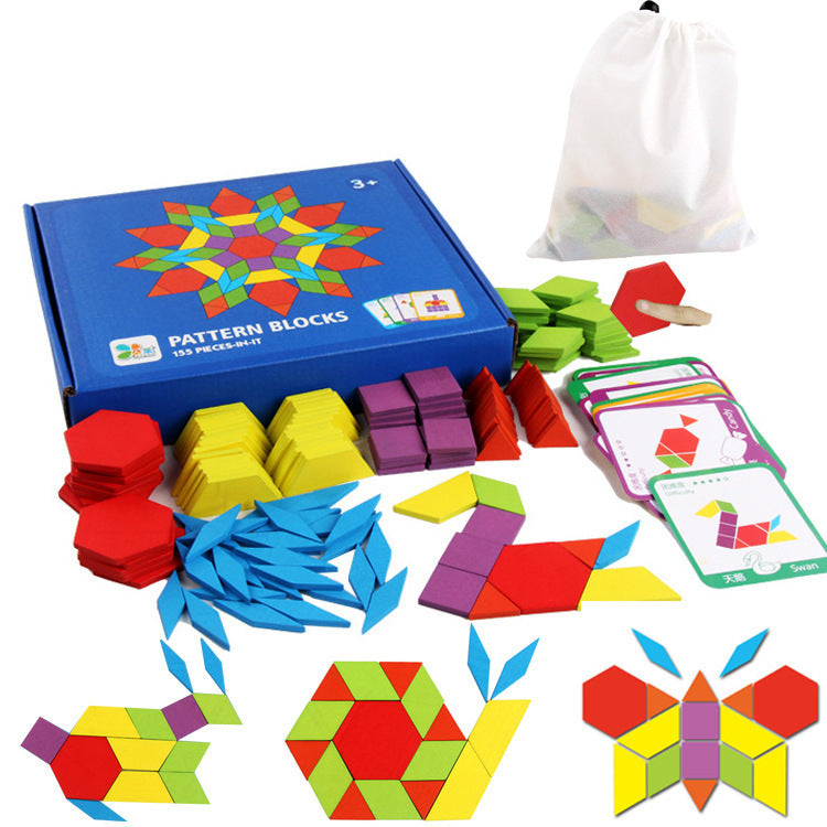 Montessori Puzzle aus Holz – Geometrische Formen für Kinder, 155 Teile