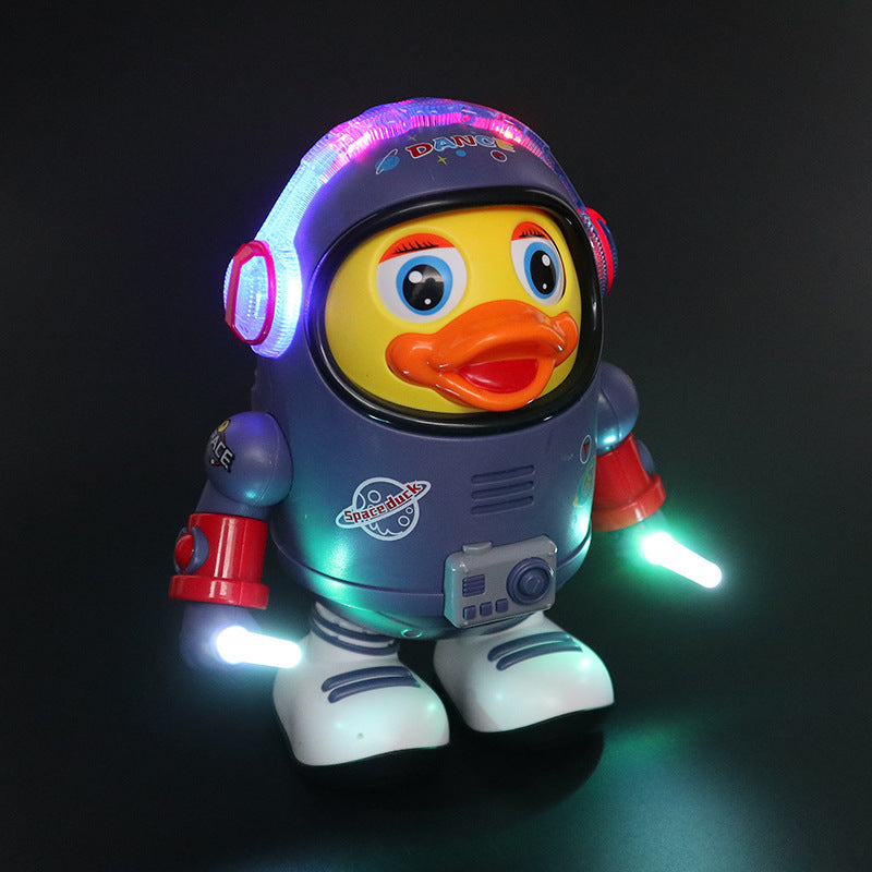 Schwimmende Astronautenente mit tanzenden Bewegungen