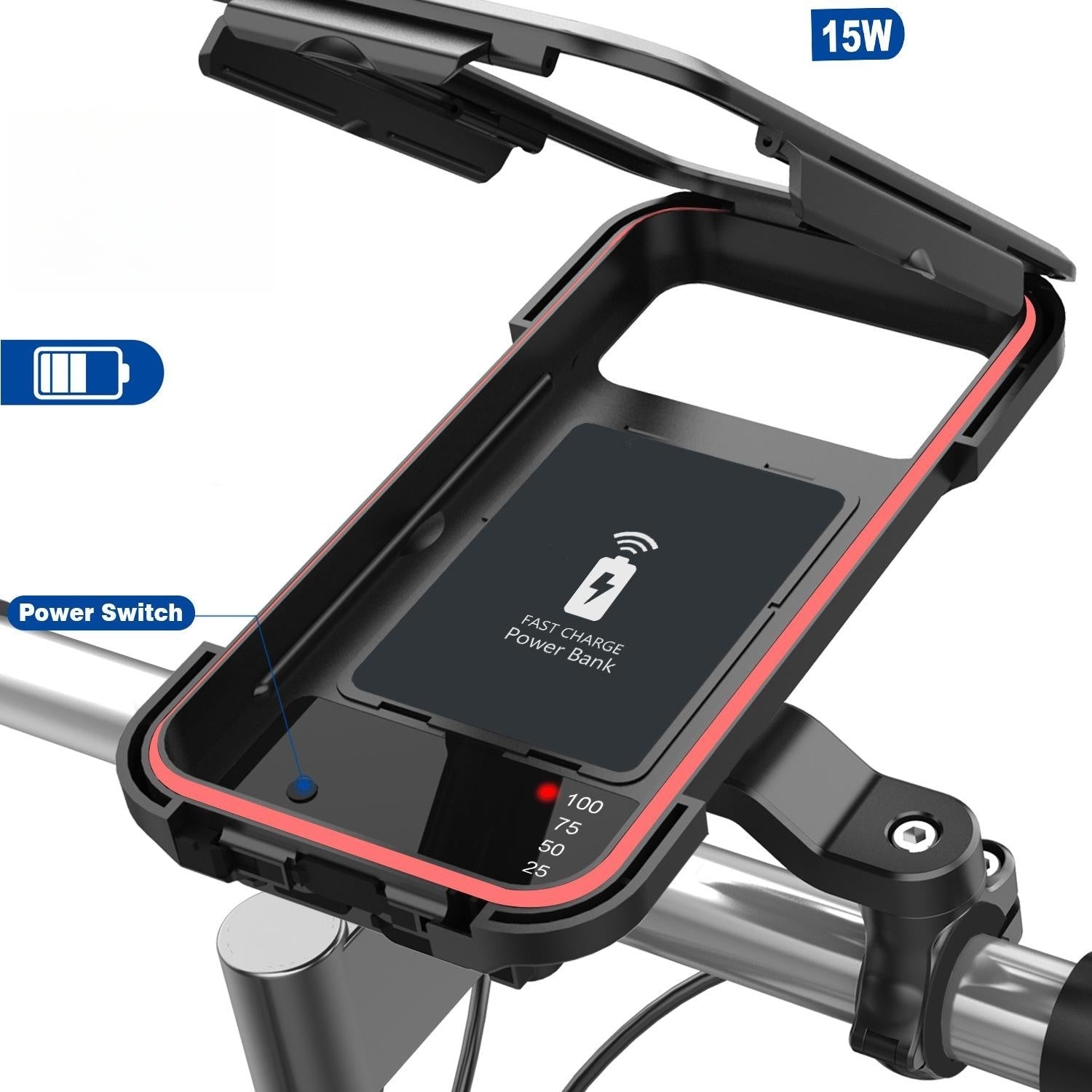 Wasserdichte Halterung mit 15W USB-Ladefunktion für Fahrräder