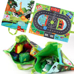 Plüschspielzeug-Autos mit Straßenmatte und Tragetasche – 2in1