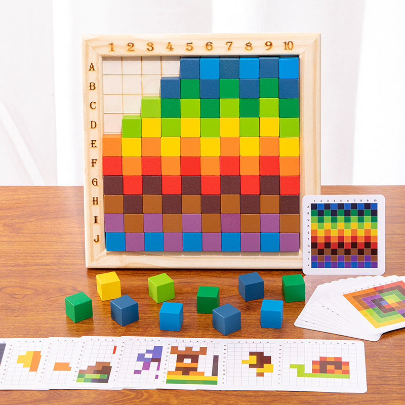 Holzspielzeug mit Montessori-Farben für Buchstaben und Zahlen