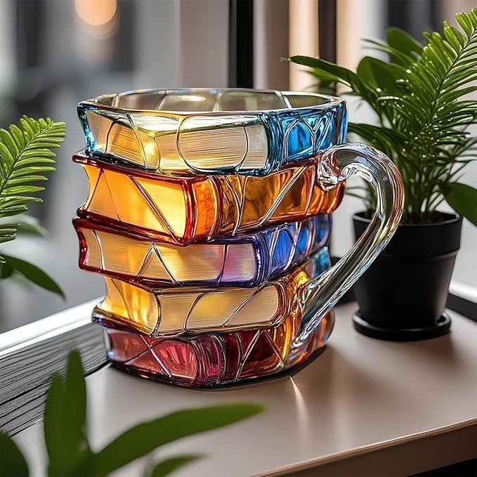 Literarischer 3D Becher – Handbemalt für Bücherliebhaber