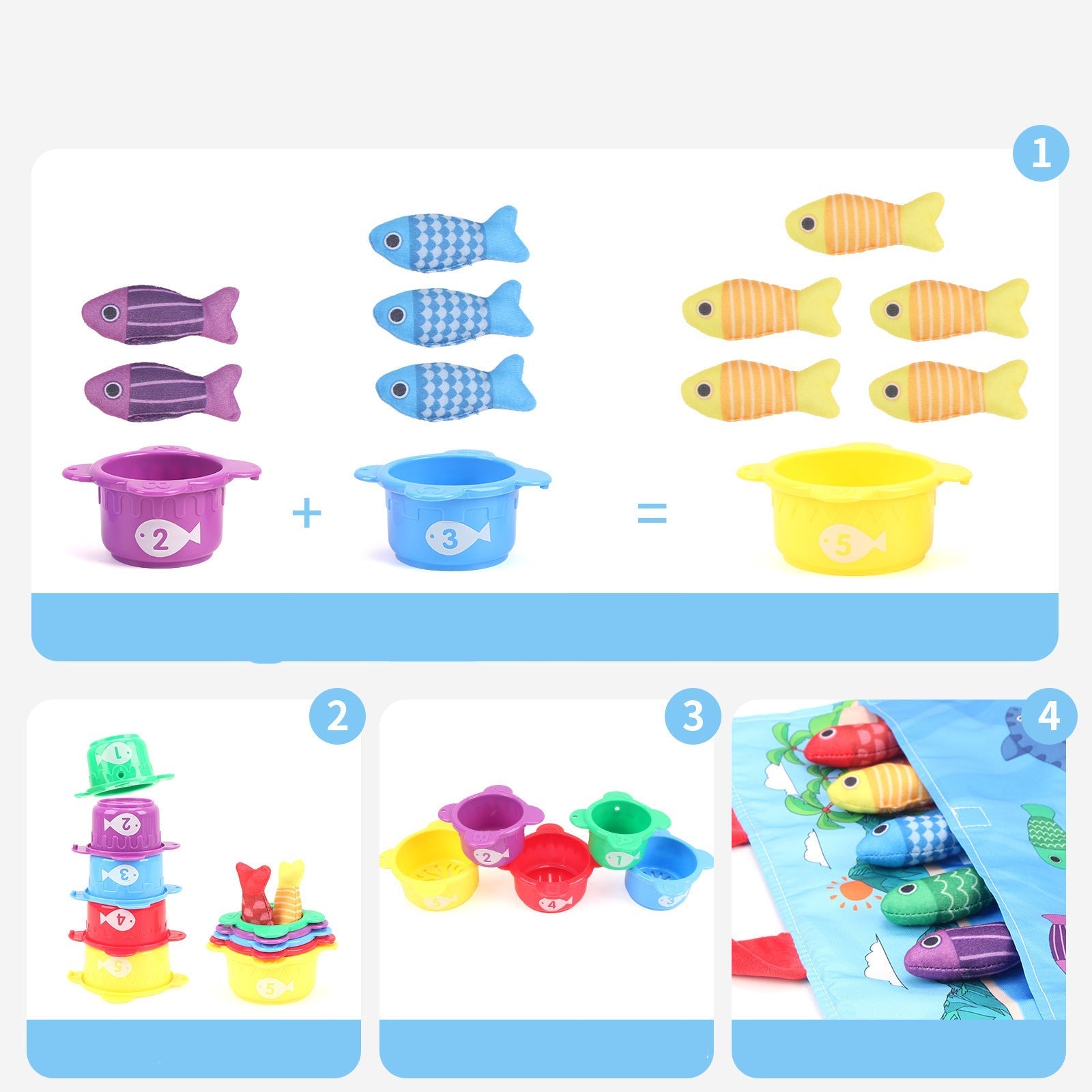Kinderspielzeug Fischteich aus Plüsch im Montessori-Stil