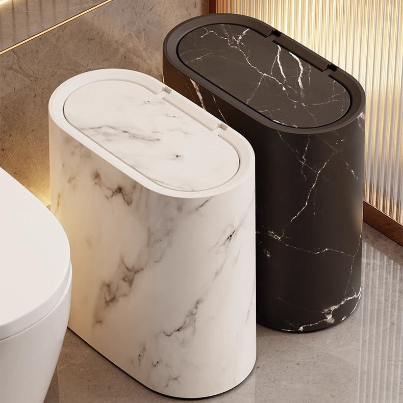 Stylish waste bin with an elegant marble look for kitchen & bathroom