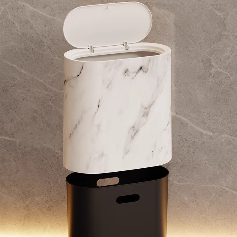 Stylish waste bin with an elegant marble look for kitchen & bathroom