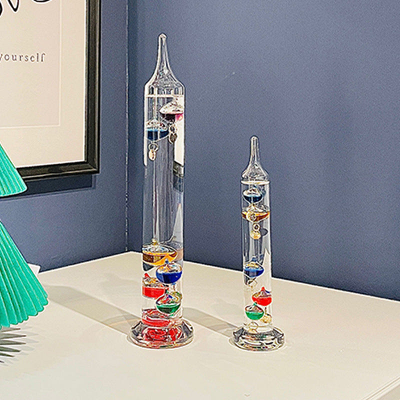 Eleganter Galileo-Thermometer mit 11 schwebenden Glaskugeln