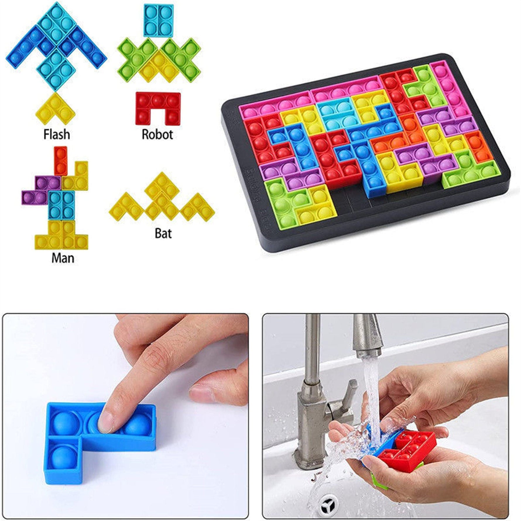 Kinderspiel mit bunten Tetris-Teilen