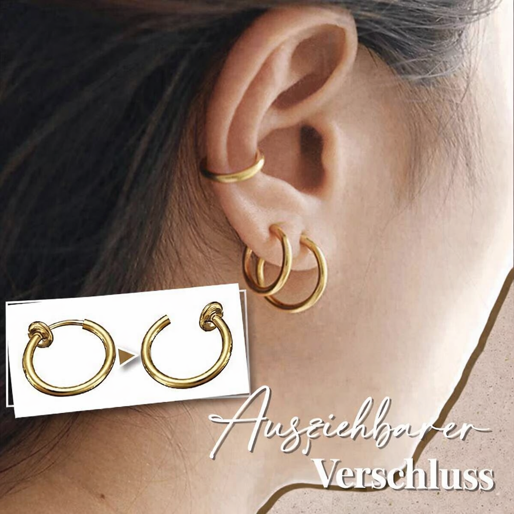 Ohrringe ohne Piercing | Herausziehbarer Verschluss | Bequem und Sicher