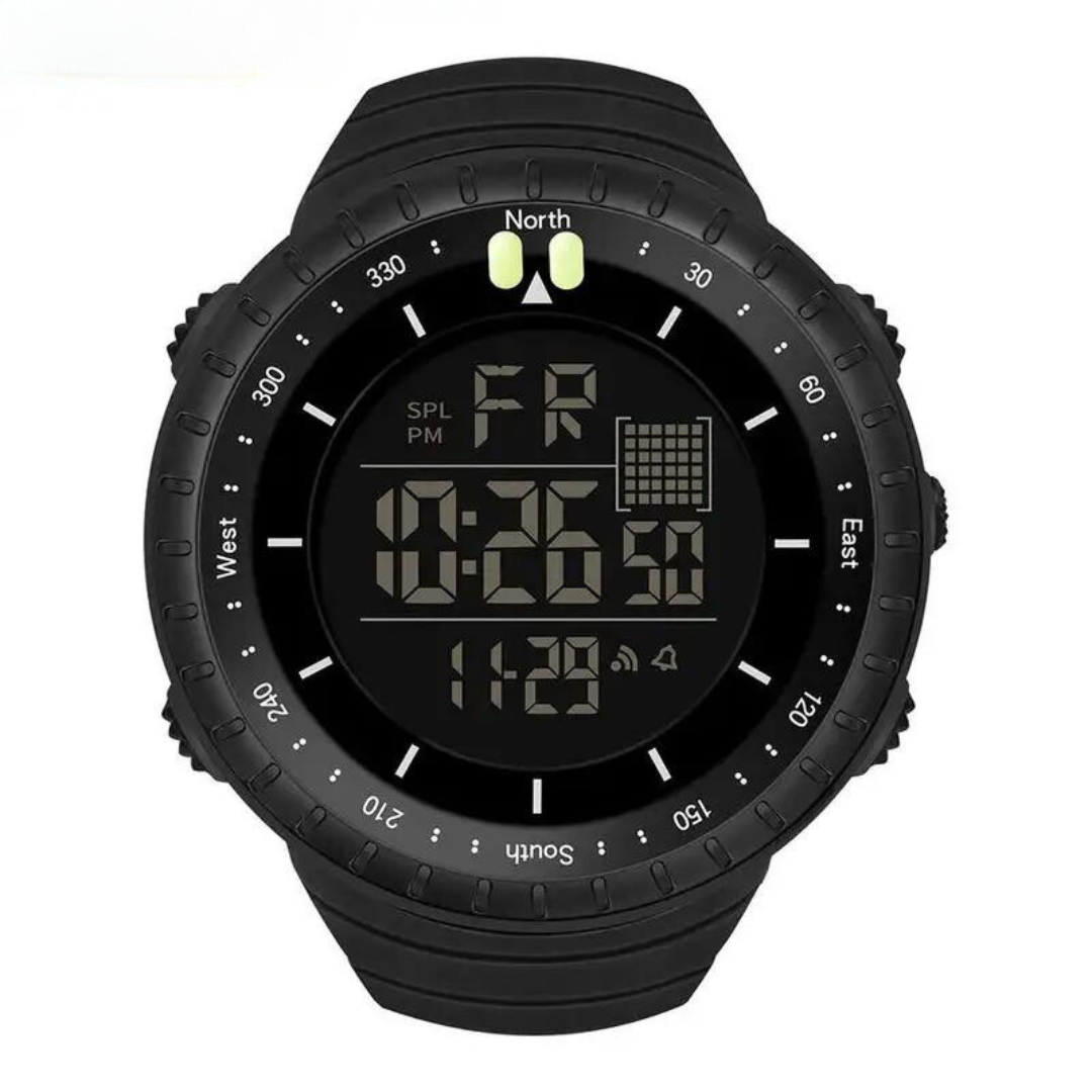 Robuste Outdoor-Uhr mit integriertem Kompass und 50 m Wasserdichtigkeit