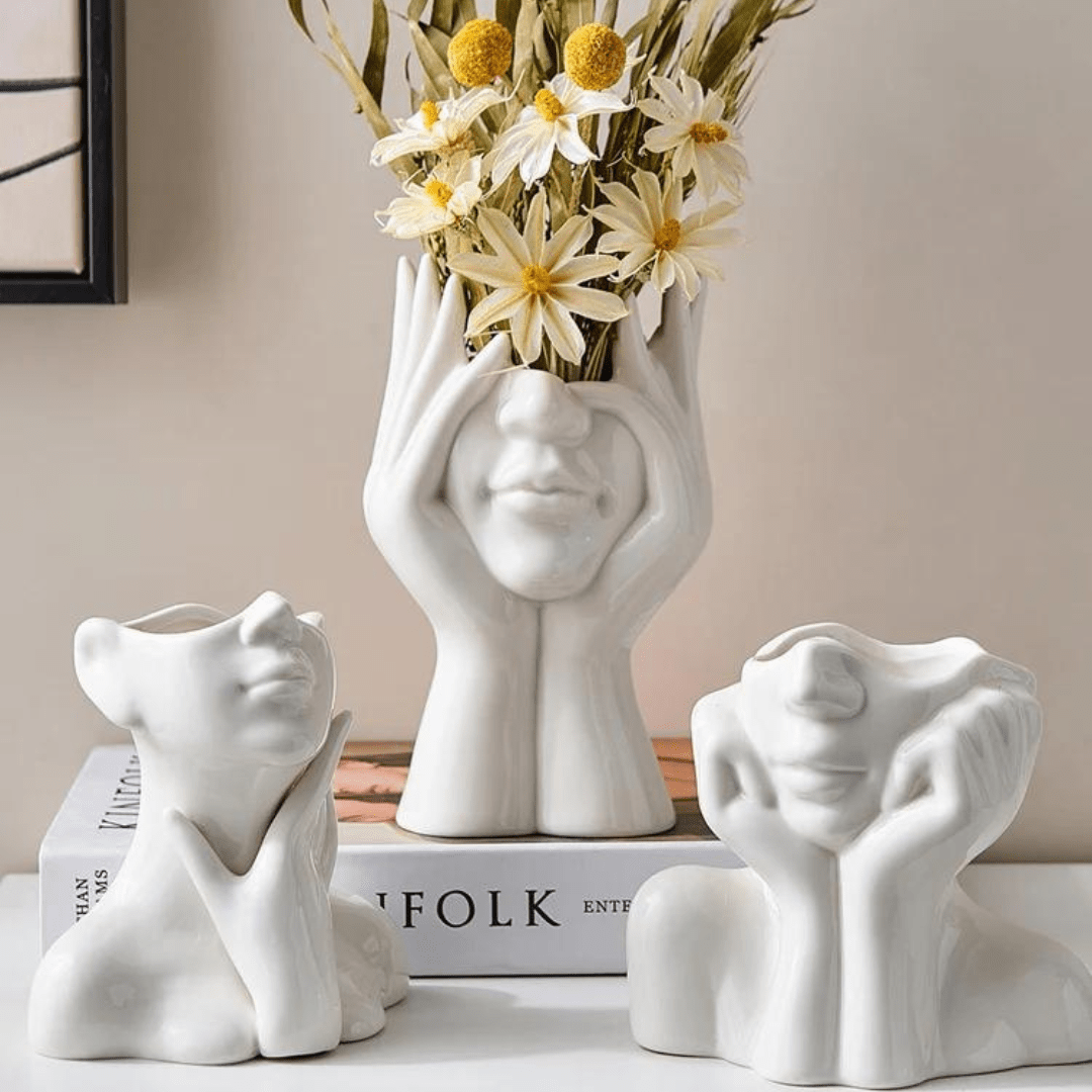 Moderne und stilvolle Keramikvase, Dekovase für Wohnzimmer und Büro