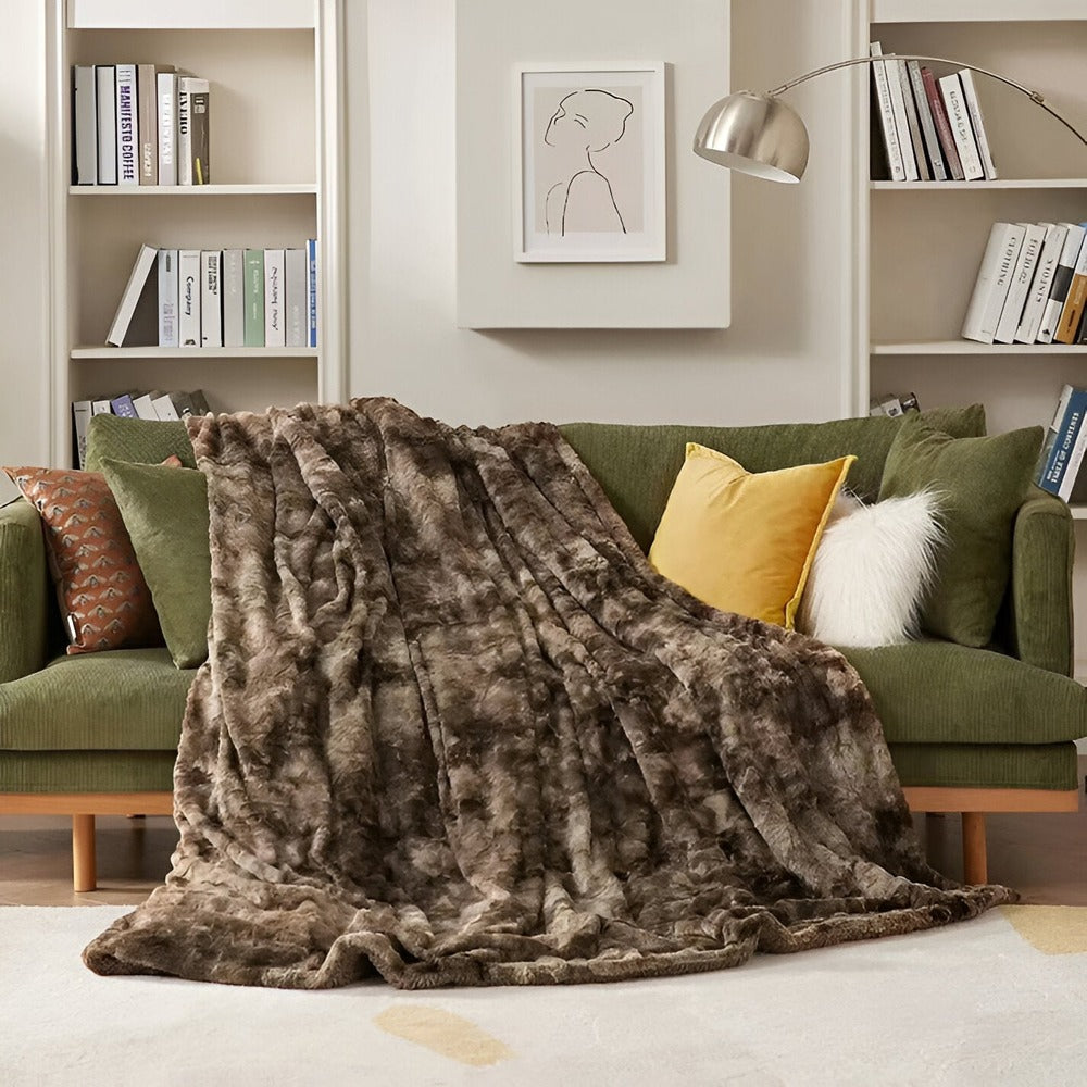 Weiches Velour-Winterdecke – Warme Korall-Fleece-Decke im Batikdesign