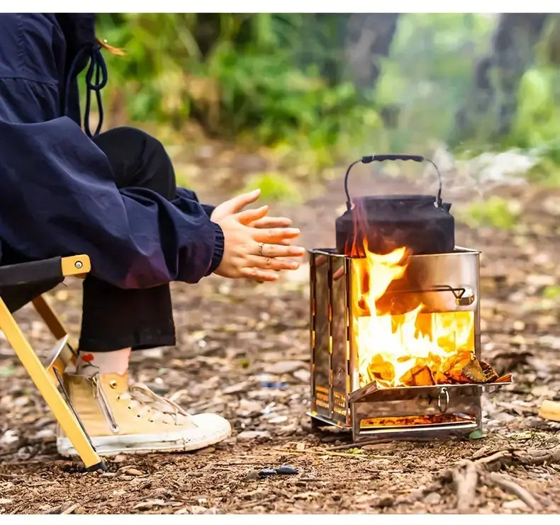 Kompakter Klappbarer Edelstahl Holzofen für Outdoor-Aktivitäten