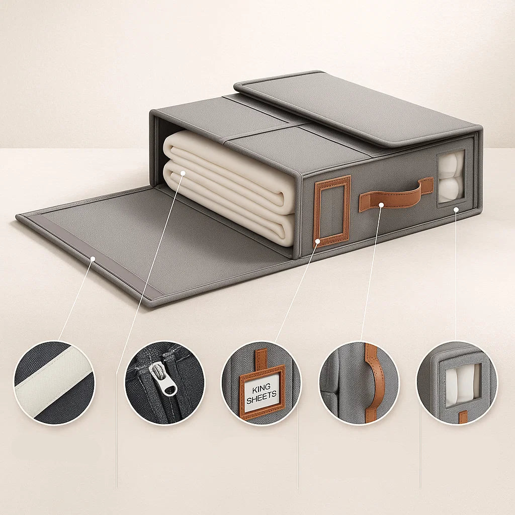 Practical Bedding Organizer with Viewing Window