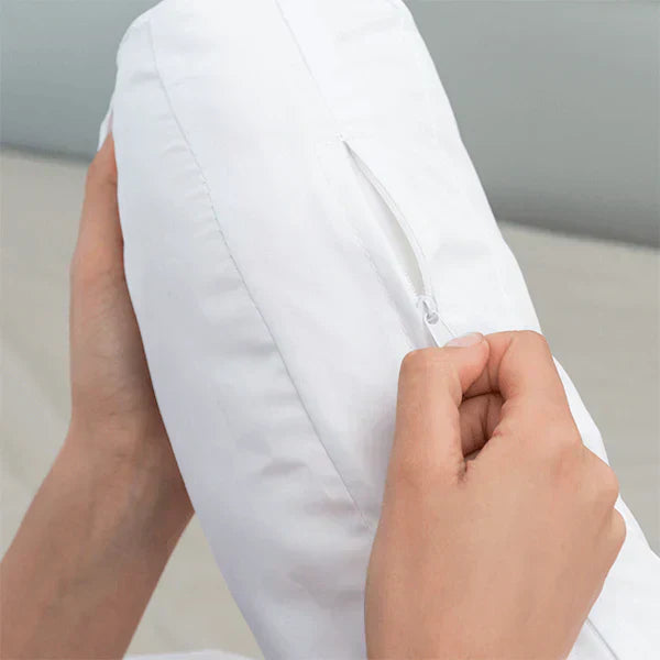 Ergonomic side sleeper pillow made of hypoallergenic material
