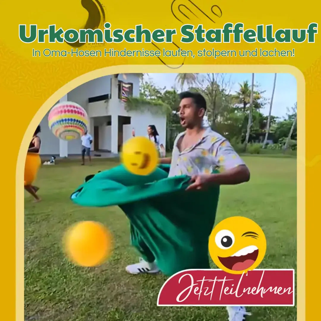 Lustiges Outdoor-Spielset mit Riesenhosen und Ballspiel