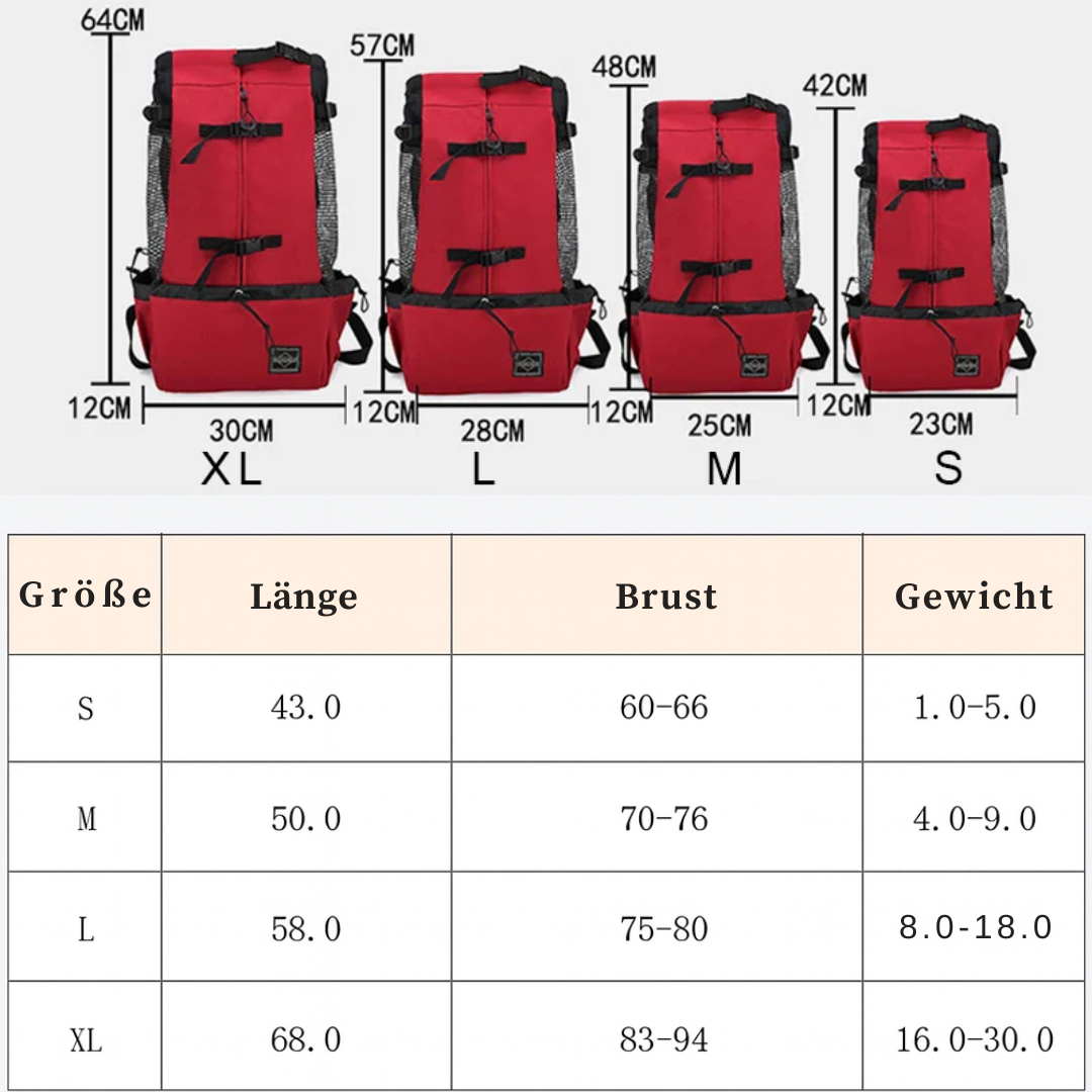 Hunderrucksack für Reisen und Outdoor, atmungsaktiv