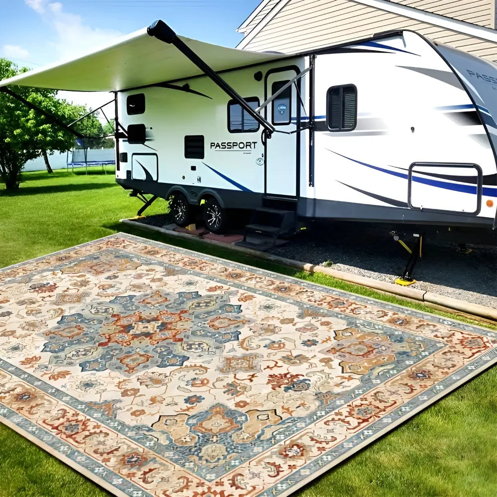 Rutschfester Outdoor-Teppich | Pflegeleichter PVC-Rücken | Skandinavisches Design