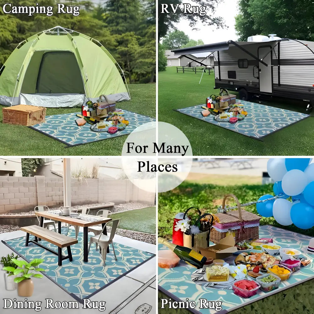 Robuster Outdoor-Teppich | Wetterfest | Geometrisches Design