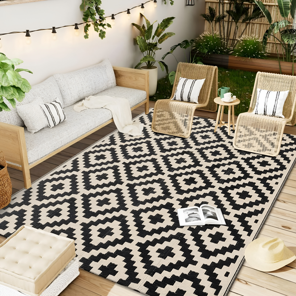 Wendete Outdoor-Teppich für Terrasse und Camping – Rutschfest und UV-beständig