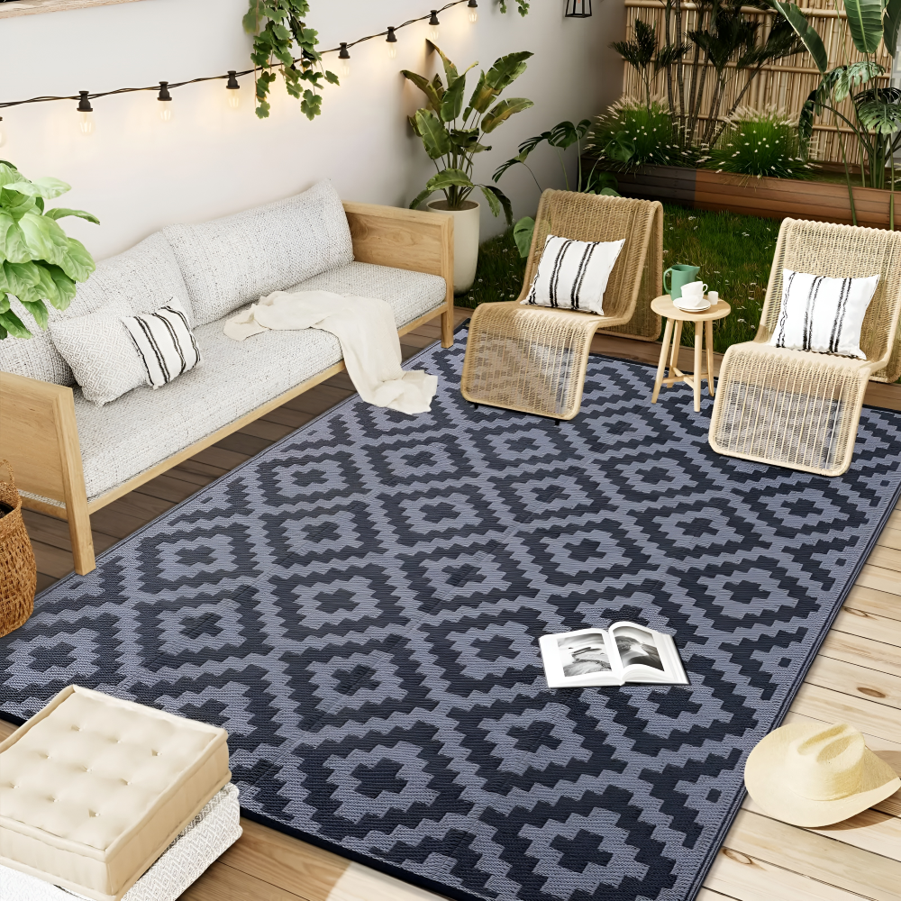 Wendete Outdoor-Teppich für Terrasse und Camping – Rutschfest und UV-beständig