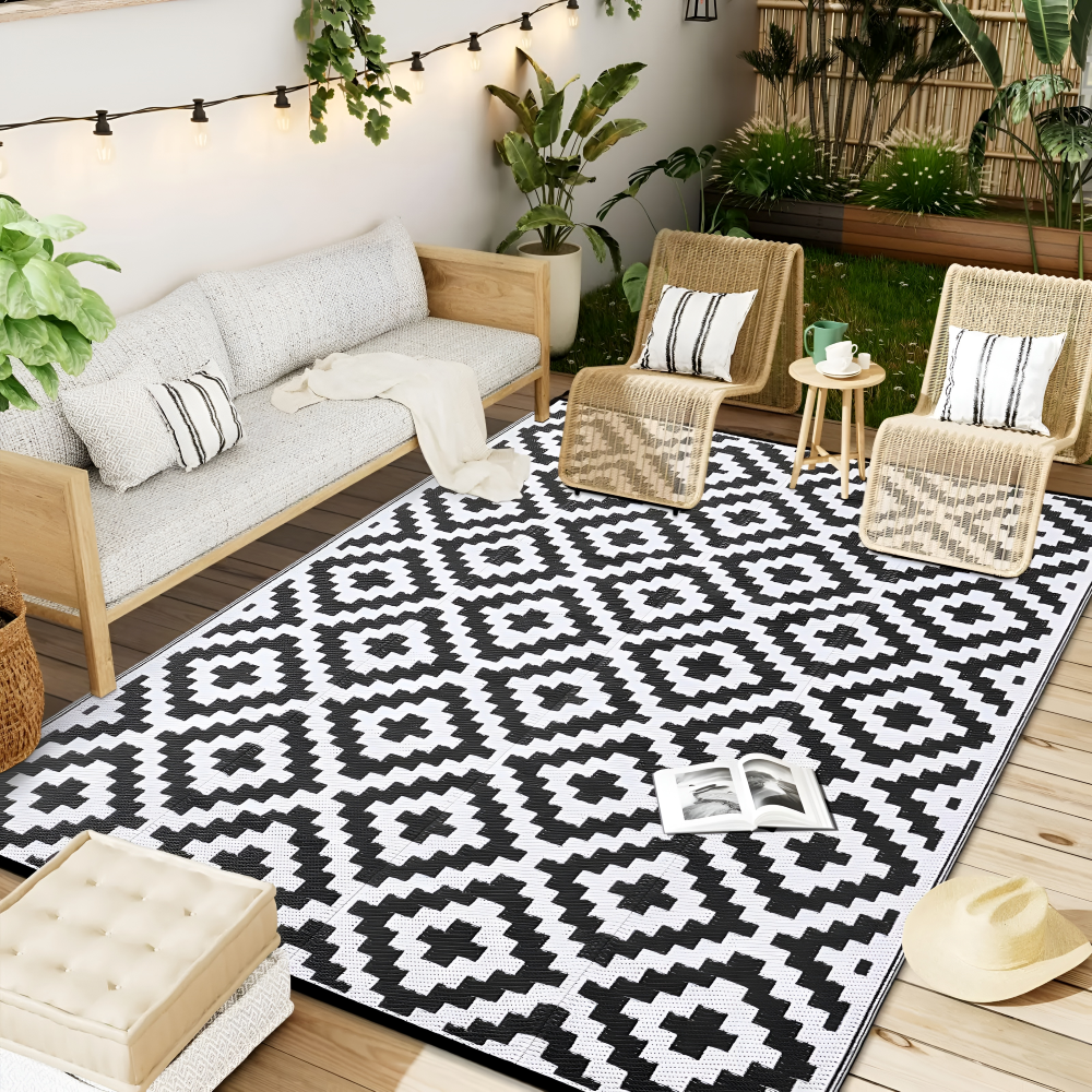 Wendete Outdoor-Teppich für Terrasse und Camping – Rutschfest und UV-beständig