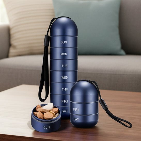 Wasserfester Pillenplaner aus Aluminium – 7 Fächer