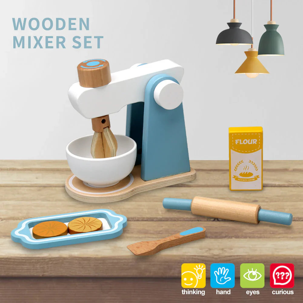 Kinder Spielküche Set – Holz Küchenmaschine mit Mixer