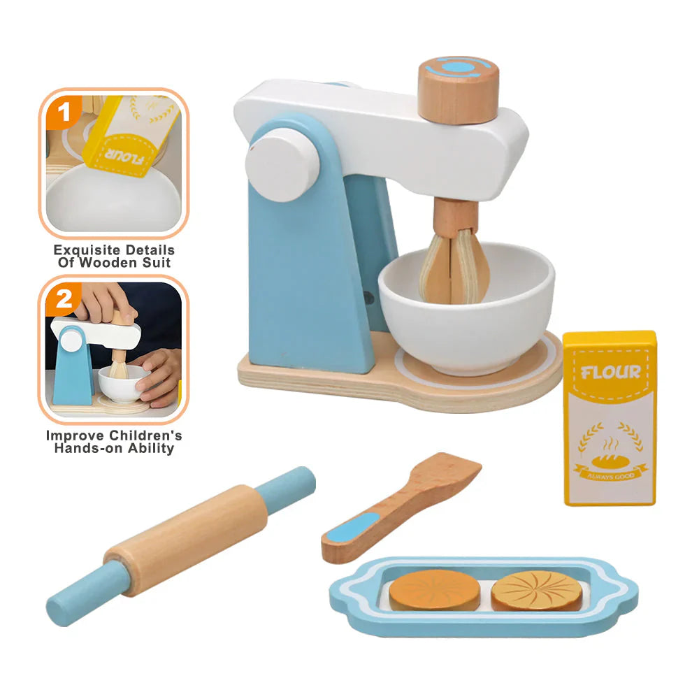 Kinder Spielküche Set – Holz Küchenmaschine mit Mixer