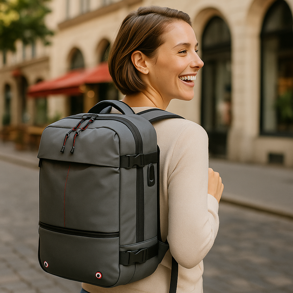 Wasserdichter Kompressionsrucksack mit USB-Anschluss für Handgepäck – Packlite Slim