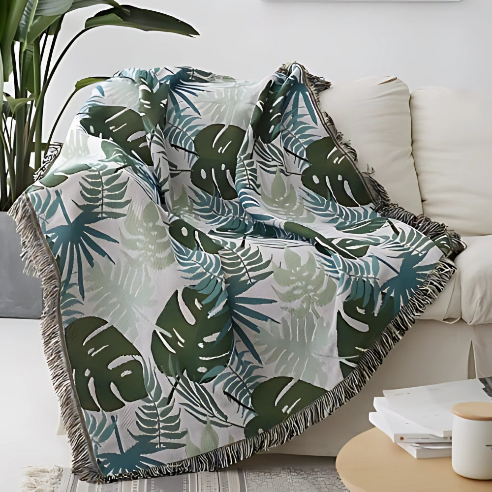 Tropical Sofa Cover with Tassels – Elegance for Your Home