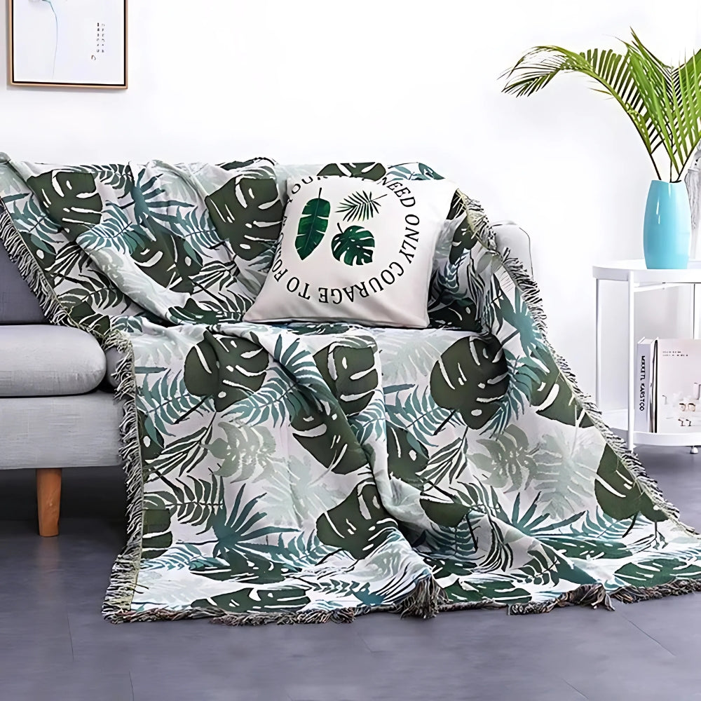 Tropical Sofa Cover with Tassels – Elegance for Your Home