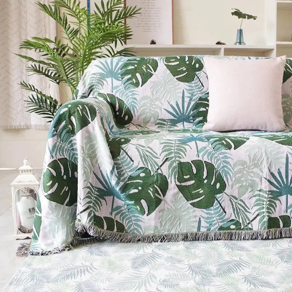 Tropical Sofa Cover with Tassels – Elegance for Your Home