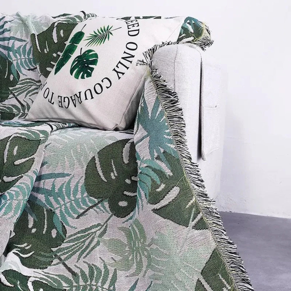 Tropical Sofa Cover with Tassels – Elegance for Your Home