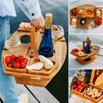 Praktischer Picknicktisch mit Halterungen für Getränke und Snacks