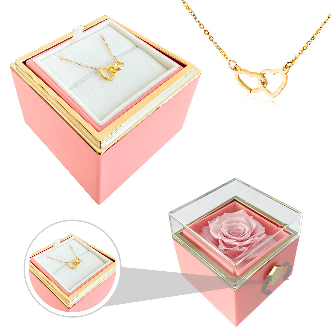 Geschenkset mit Rose und Herzanhänger – Ewige Rose mit verstecktem Liebe-Anhänger