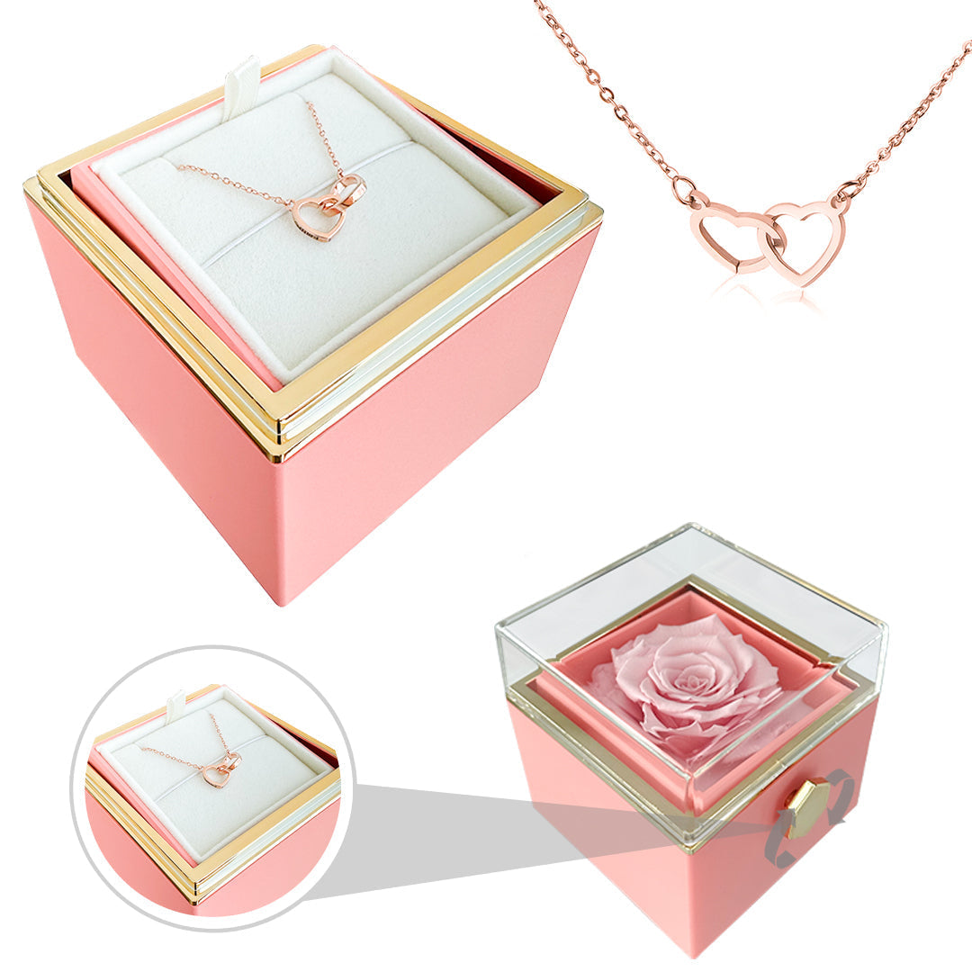 Geschenkset mit Rose und Herzanhänger – Ewige Rose mit verstecktem Liebe-Anhänger