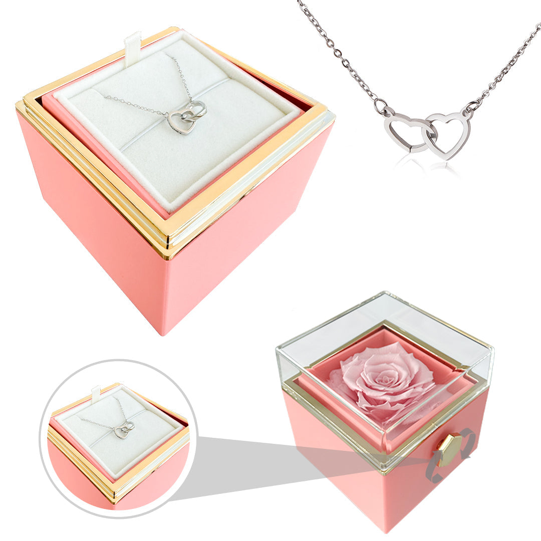 Geschenkset mit Rose und Herzanhänger – Ewige Rose mit verstecktem Liebe-Anhänger