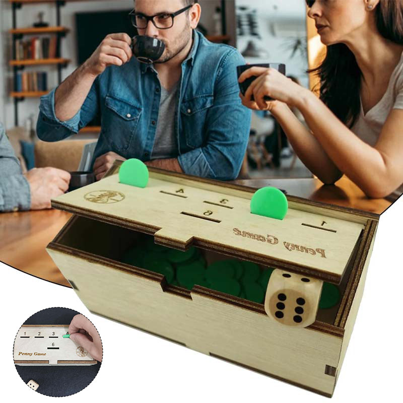 Playful Fun Box - Wooden Penny Game for Social Evenings