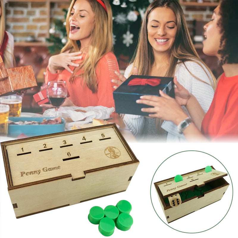 Playful Fun Box - Wooden Penny Game for Social Evenings