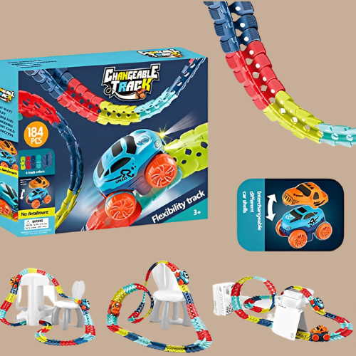 Flexibles Rennbahnset – Kreatives Bauen für Kinder