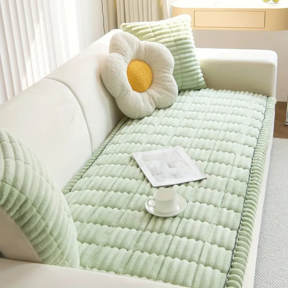 Luxurious sofa cover made of thick plush material