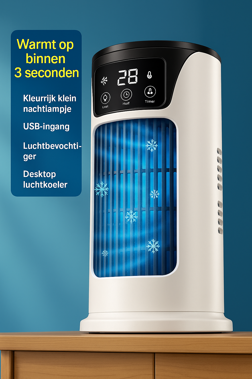 Compact 3-in-1 USB Air Cooler with Humidifier and Mood Lighting