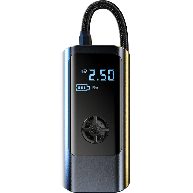 Portable air compressor for tire inflation