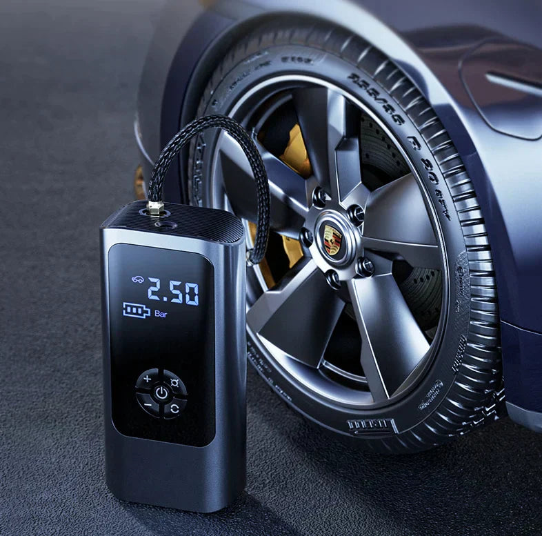 Portable air compressor for tire inflation