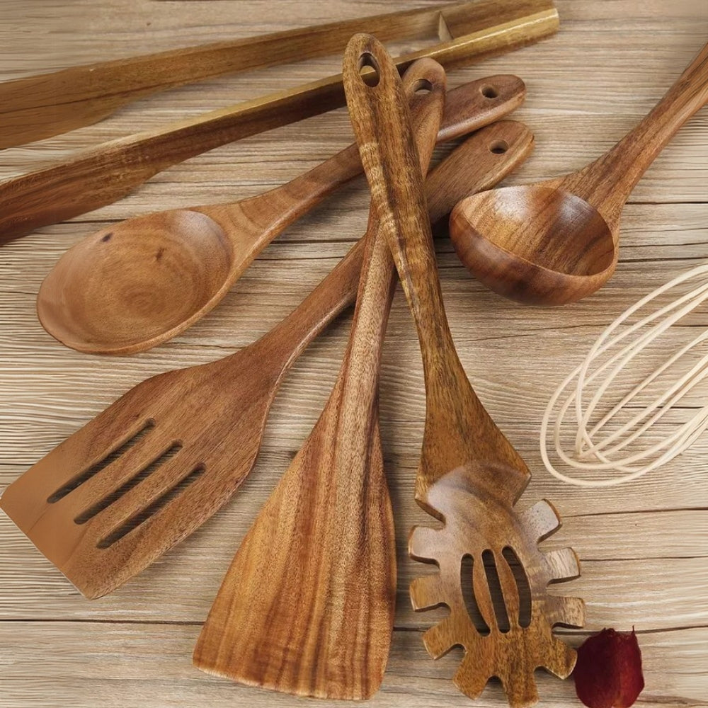 Hochwertiges Holz Küchenutensilien Set | 7 Teile