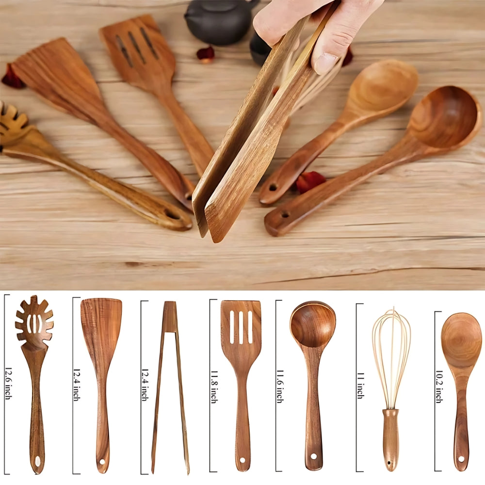 Hochwertiges Holz Küchenutensilien Set | 7 Teile